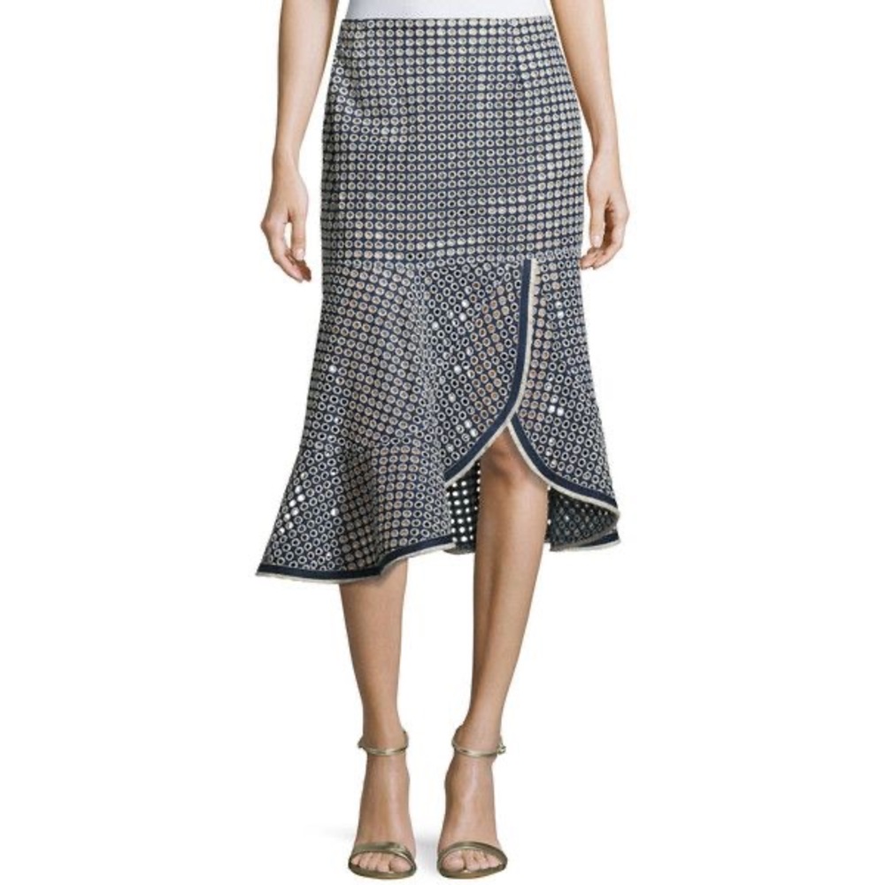 Nanette Lepore Surfside Eyelet Skirt Chambray size 4 NWT